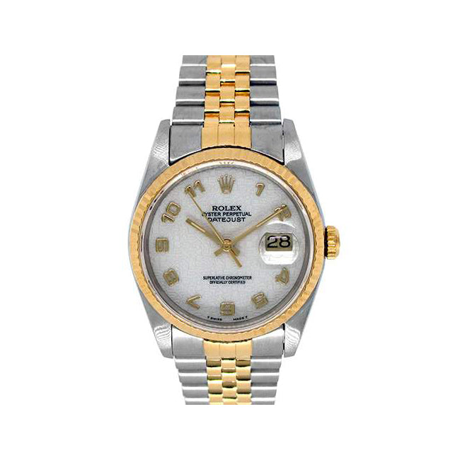 36mm Rolex 18k Yellow Gold and Stainless Steel Oyster Perpetual Datejust Watch 16233