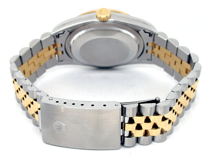 36mm Rolex 18k Yellow Gold and Stainless Steel Oyster Perpetual Datejust Watch 16233