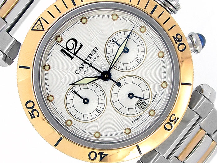 Cartier 18k Yellow Gold and Stainless Steel Pasha Watch 34621
