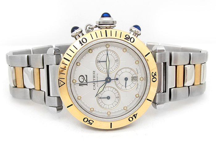 Cartier 18k Yellow Gold and Stainless Steel Pasha Watch 34621