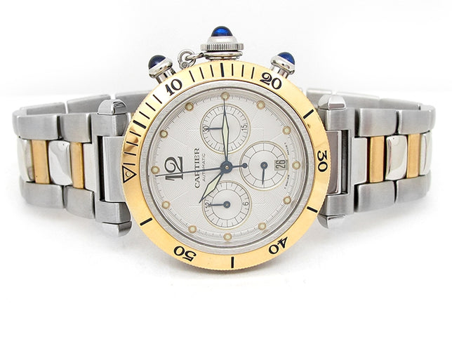 Cartier 18k Yellow Gold and Stainless Steel Pasha Watch 34621