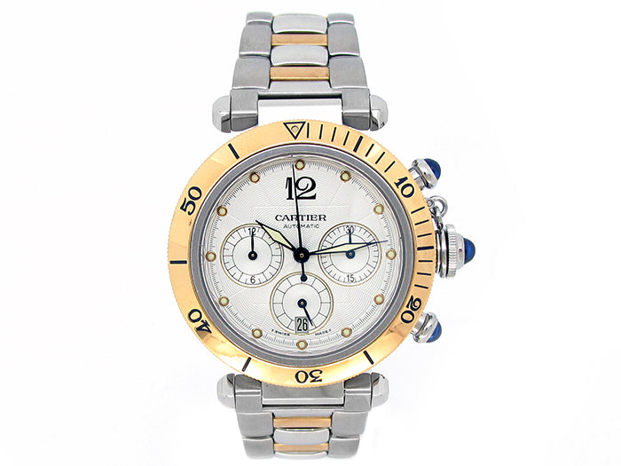 Cartier 18k Yellow Gold and Stainless Steel Pasha Watch 34621