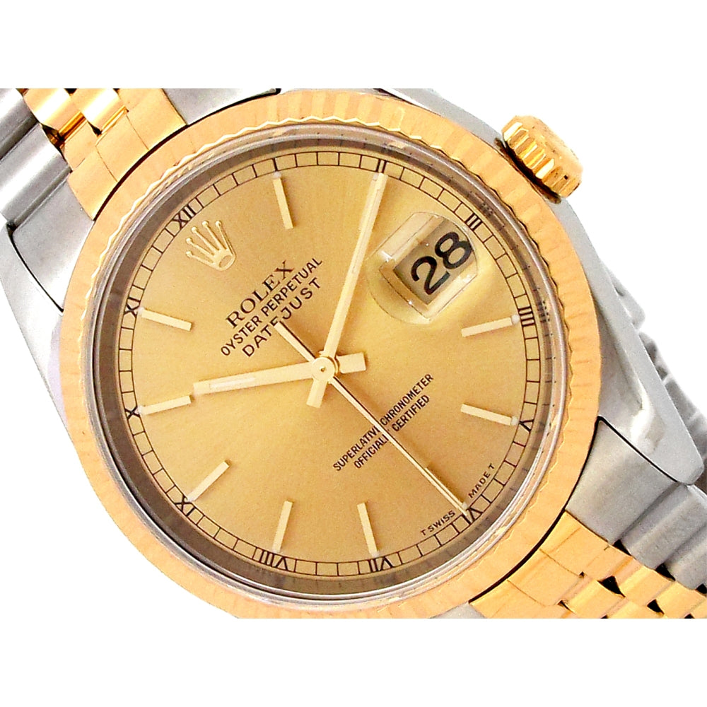 36mm Rolex 18k Yellow Gold and Stainless Steel Oyster Perpetual Datejust Watch