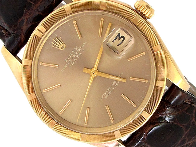 34mm Rolex 14k Yellow Gold Oyster Perpetual Date Watch