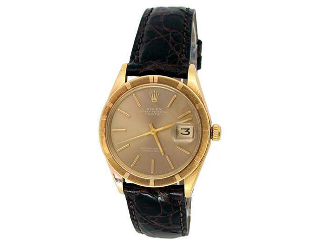 34mm Rolex 14k Yellow Gold Oyster Perpetual Date Watch