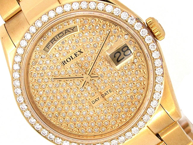 36mm Rolex 18k Yellow Gold Oyster Perpetual Daydate Watch.