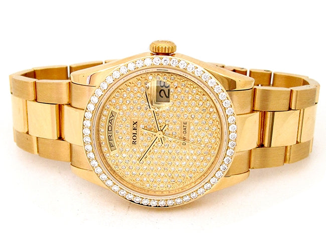 36mm Rolex 18k Yellow Gold Oyster Perpetual Daydate Watch.
