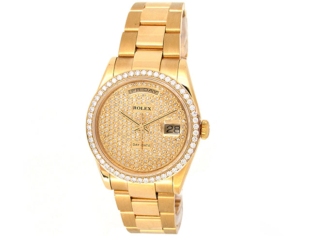 36mm Rolex 18k Yellow Gold Oyster Perpetual Daydate Watch.