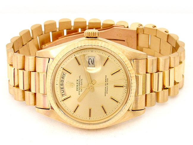 36mm Rolex 18k Yellow Gold Oyster Perpetual Daydate Watch