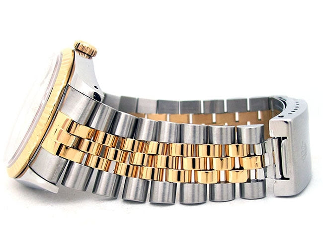 36mm Rolex 18k Yellow Gold and Stainless Steel Oyster Perpetual Datejust Watch 16233