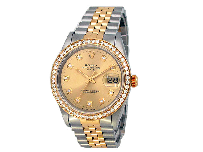 34mm Rolex 18k Yellow Gold and Stainless Steel Oyster Perpetual Date Watch