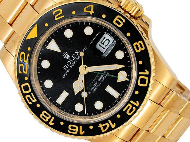 40mm Rolex 18k Yellow Gold Oyster Perpetual GMT-Master II Watch