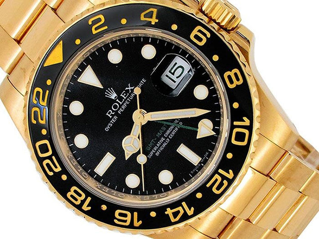 40mm Rolex 18k Yellow Gold Oyster Perpetual GMT-Master II Watch
