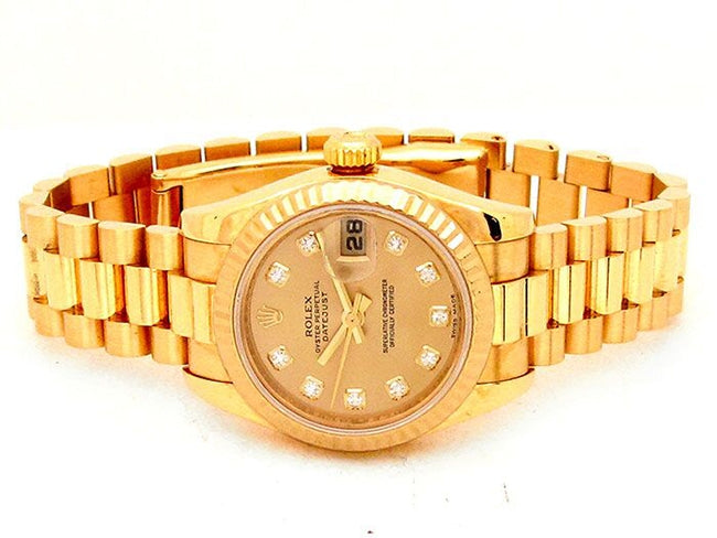 26mm Rolex 18k Yellow Gold Oyster Perpetual Datejust Watch