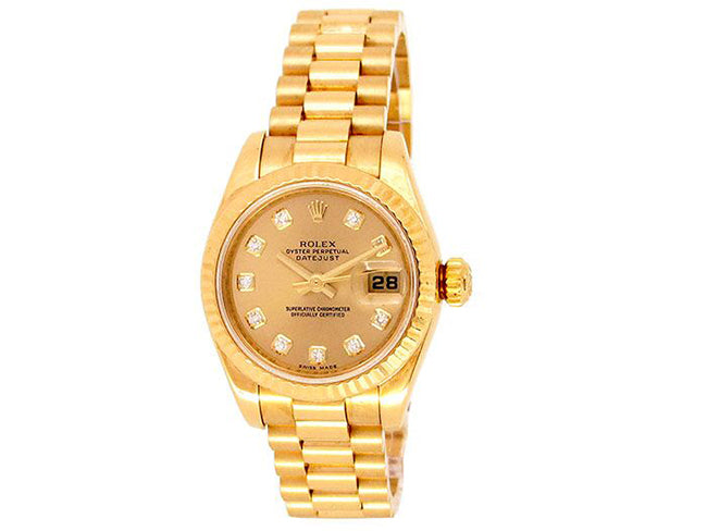 26mm Rolex 18k Yellow Gold Oyster Perpetual Datejust Watch