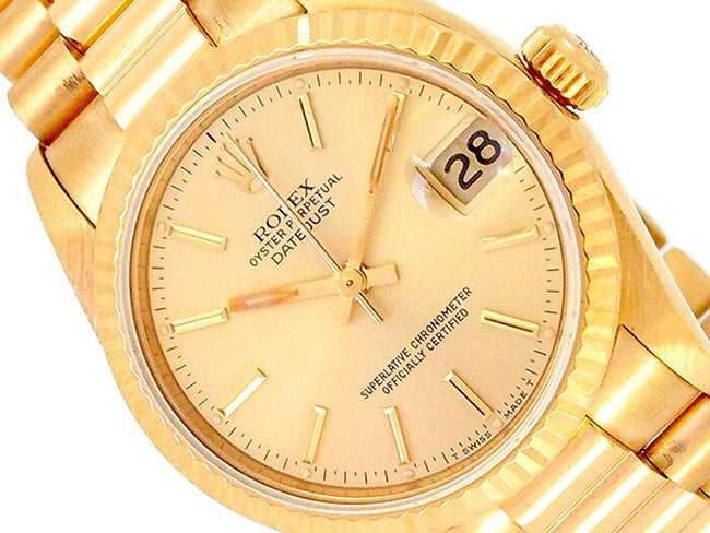 31mm Rolex 18k Yellow Gold Oyster Perpetual Datejust Watch