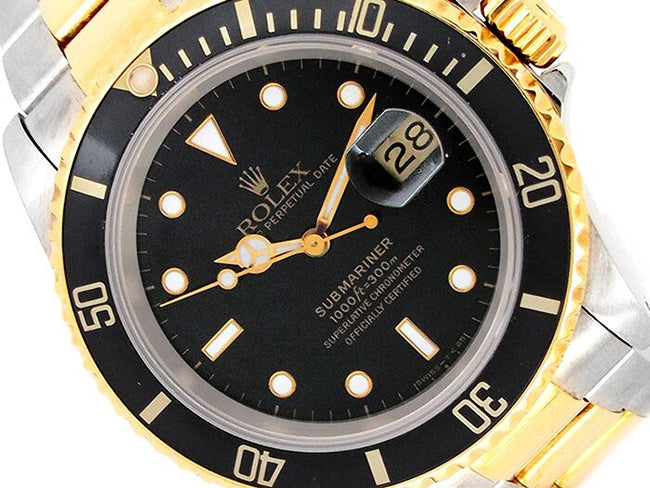40mm Rolex 18k Yellow Gold and Stainless Steel Oyster Perpetual Submariner Watch 16613