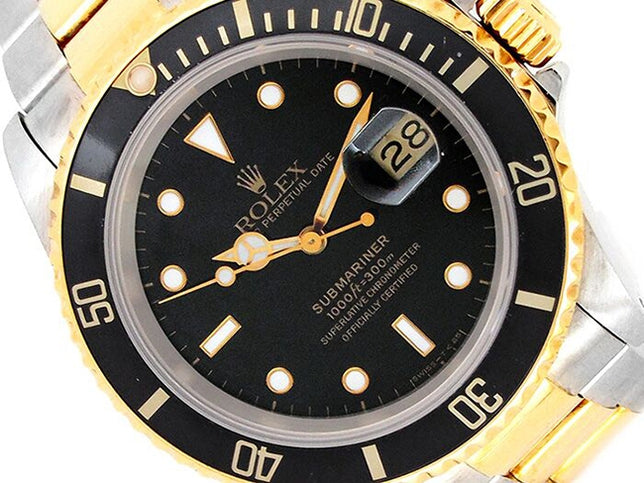 40mm Rolex 18k Yellow Gold and Stainless Steel Oyster Perpetual Submariner Watch 16613