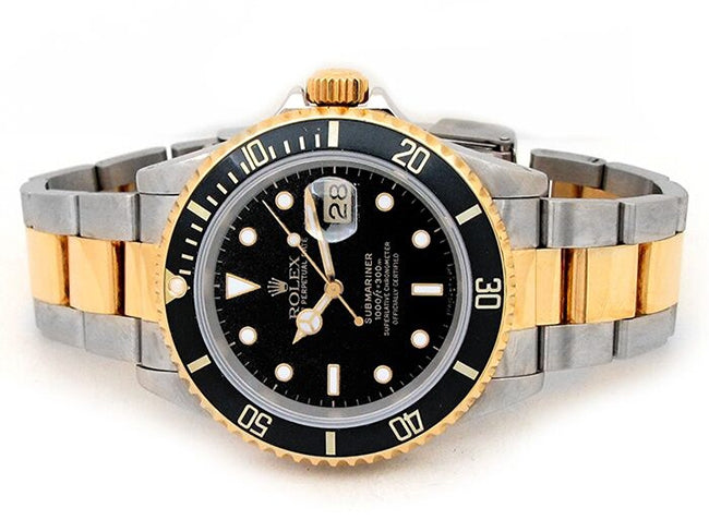 40mm Rolex 18k Yellow Gold and Stainless Steel Oyster Perpetual Submariner Watch 16613