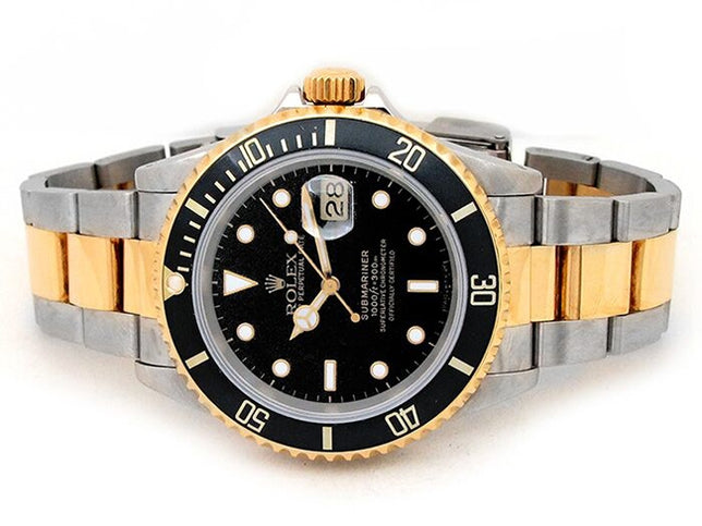 40mm Rolex 18k Yellow Gold and Stainless Steel Oyster Perpetual Submariner Watch 16613