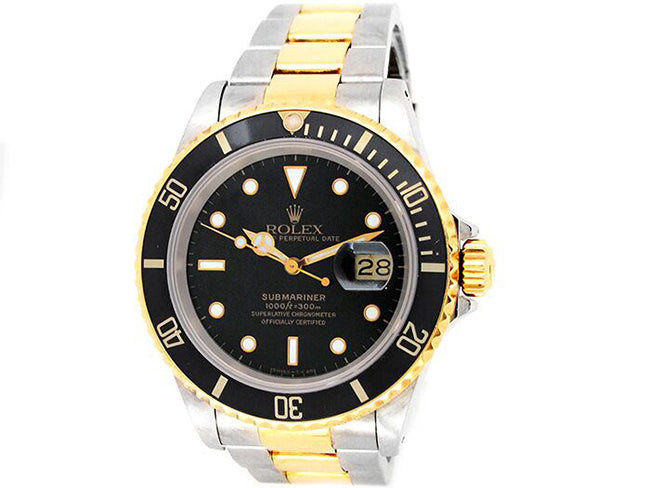 40mm Rolex 18k Yellow Gold and Stainless Steel Oyster Perpetual Submariner Watch 16613