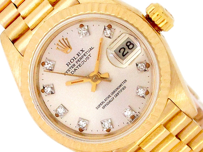 26mm Rolex 18k Yellow Gold Oyster Perpetual Datejust Watch 69138