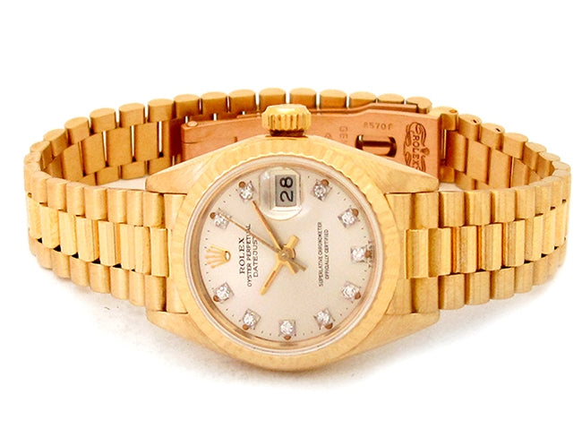 26mm Rolex 18k Yellow Gold Oyster Perpetual Datejust Watch 69138
