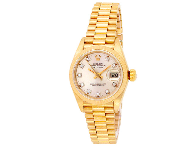 26mm Rolex 18k Yellow Gold Oyster Perpetual Datejust Watch 69138