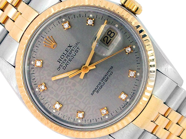 36mm Rolex 18k Yellow Gold and Steel Datejust Watch 16013