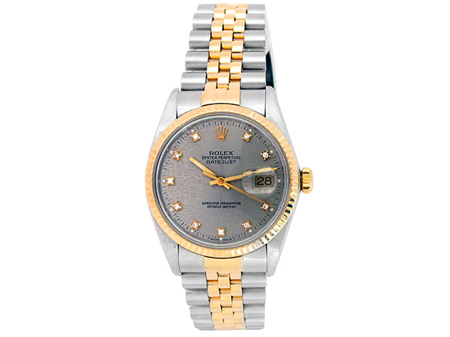 36mm Rolex 18k Yellow Gold and Steel Datejust Watch 16013
