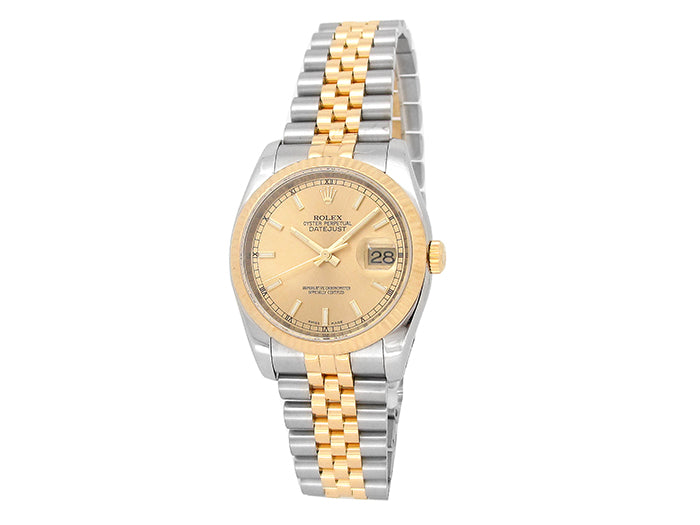 36mm Rolex 18k Yellow Gold and Stainless Steel Oyster Perpetual Datejust Watch