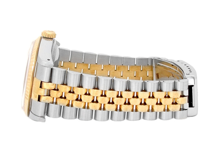 36mm Rolex 18k Yellow Gold and Stainless Steel Oyster Perpetual Datejust Watch.