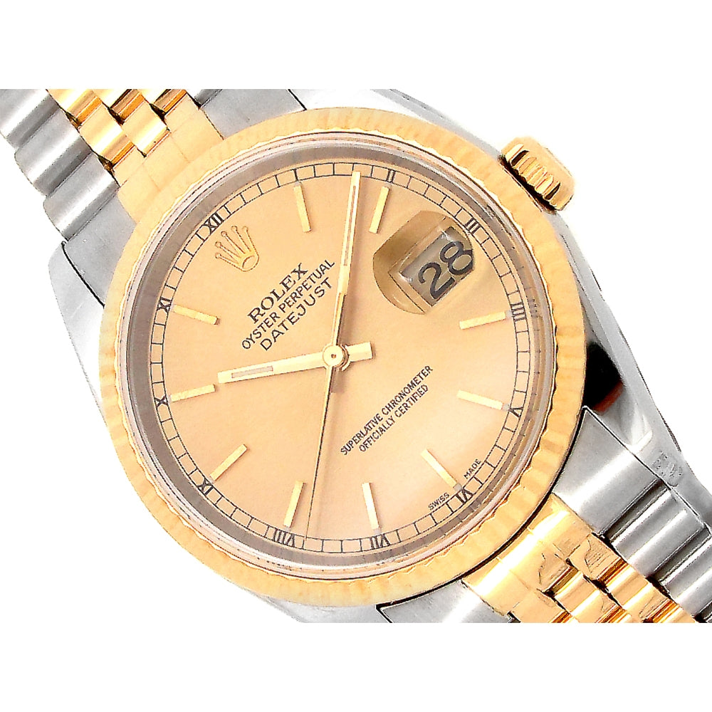 36mm Rolex 18k Yellow Gold and Stainless Steel Oyster Perpetual Datejust Watch