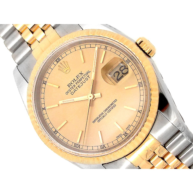 36mm Rolex 18k Yellow Gold and Stainless Steel Oyster Perpetual Datejust Watch