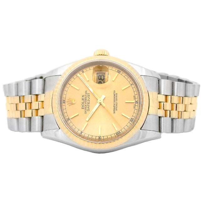 36mm Rolex 18k Yellow Gold and Stainless Steel Oyster Perpetual Datejust Watch