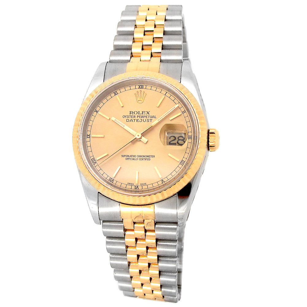 36mm Rolex 18k Yellow Gold and Stainless Steel Oyster Perpetual Datejust Watch