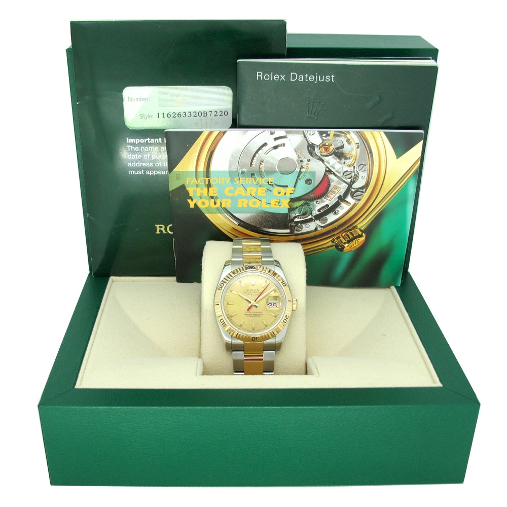 36mm Rolex 18k Yellow Gold and Stainless Steel Oyster Perpetual Datejust Watch