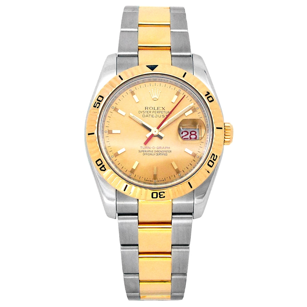 36mm Rolex 18k Yellow Gold and Stainless Steel Oyster Perpetual Datejust Watch