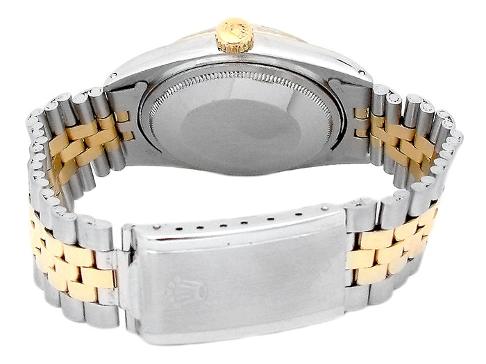 36mm Rolex 18k Yellow Gold and Stainless Steel Oyster Perpetual Datejust Watch.