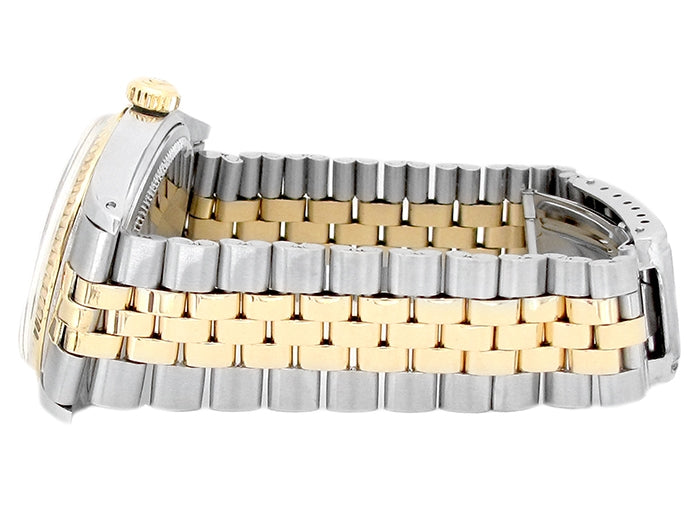 36mm Rolex 18k Yellow Gold and Stainless Steel Oyster Perpetual Datejust Watch.