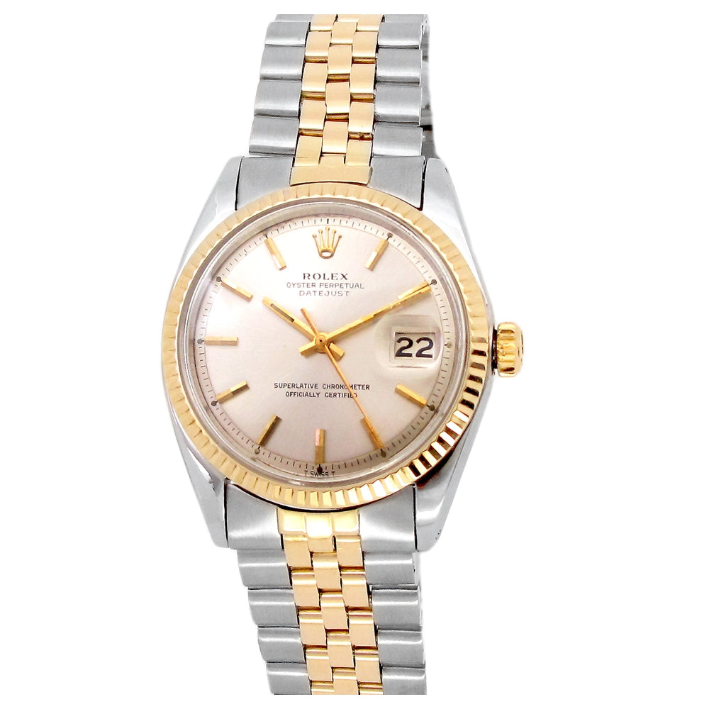 36mm Rolex 18k Yellow Gold and Stainless Steel Oyster Perpetual Datejust Watch.