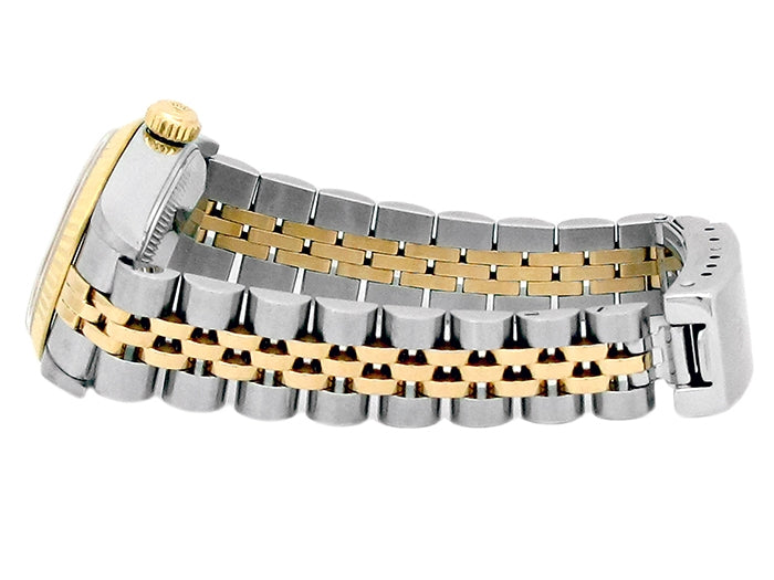 26mm Rolex 18k Yellow Gold and Stainless Steel Oyster Perpetual Datejust Watch.