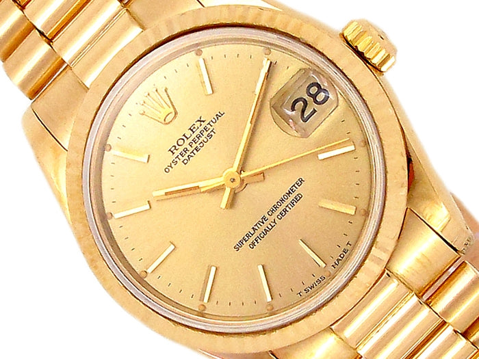 31mm Rolex 18k Yellow Gold Oyster Perpetual Datejust Watch.