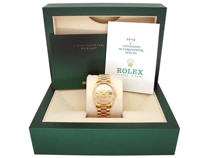 31mm Rolex 18k Yellow Gold Oyster Perpetual Datejust Watch.