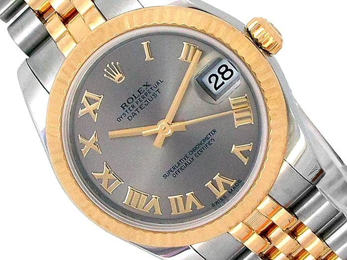 31mm Rolex 18k Yellow Gold and Stainless Steel Oyster Perpetual Datejust Watch.