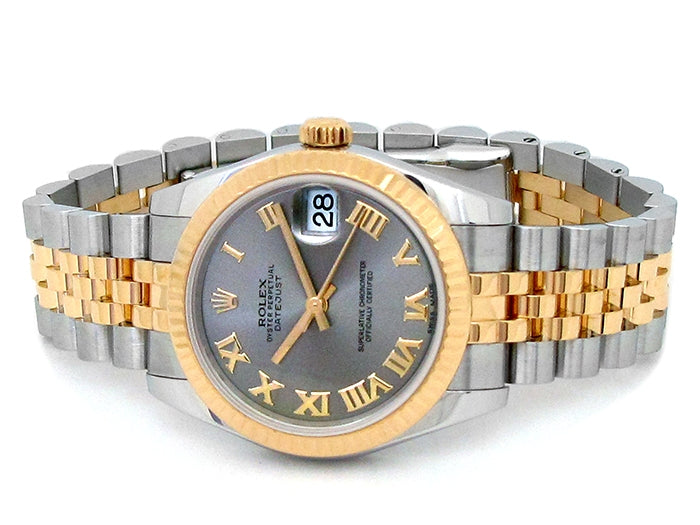31mm Rolex 18k Yellow Gold and Stainless Steel Oyster Perpetual Datejust Watch.