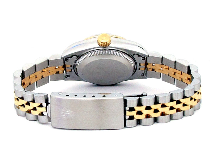 26mm Rolex 18k Yellow Gold and Stainless Steel Oyster Perpetual Datejust Watch.