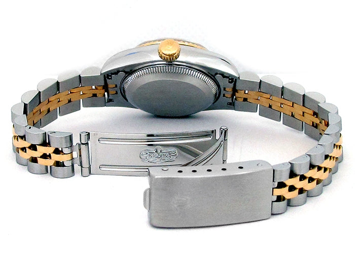 26mm Rolex 18k Yellow Gold and Stainless Steel Oyster Perpetual Datejust Watch.