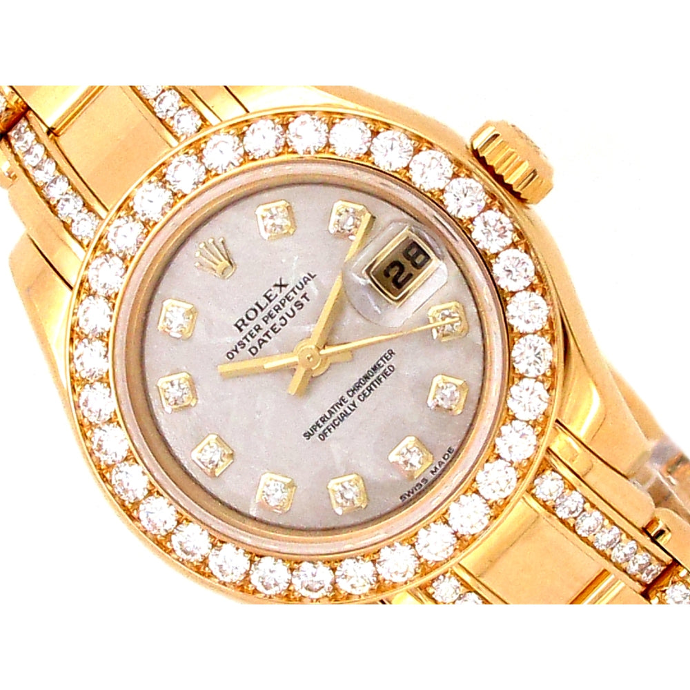 29mm Rolex 18k Yellow Gold Oyster Perpetual Datejust Pearlmaster Watch.