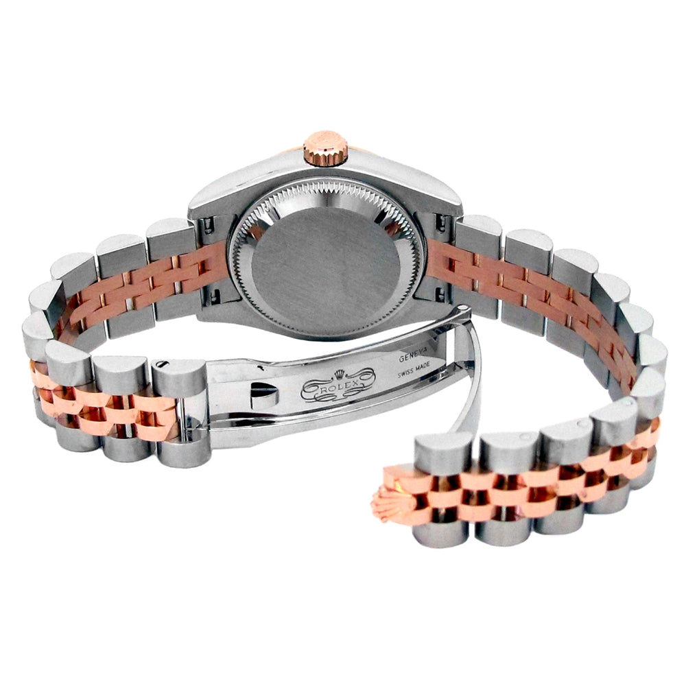 26mm Rolex 18k Rose Gold Stainless Steel Oyster Perpetual Datejust Watch